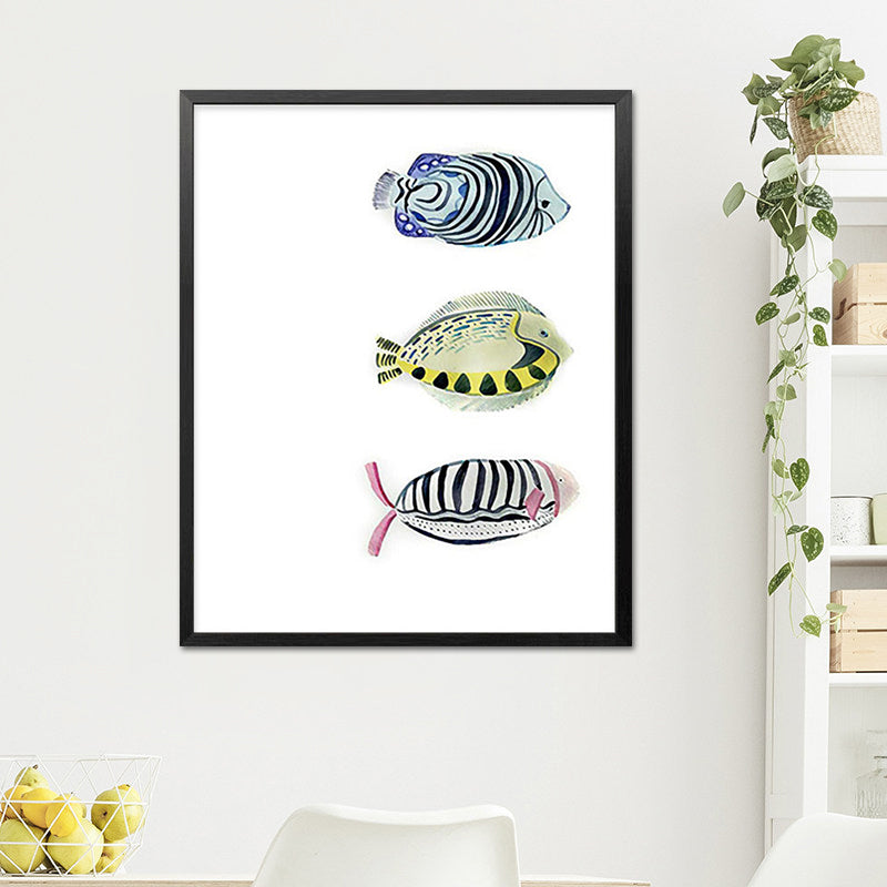 Canvas Textured Wall Art Cartoon Animal Watercolor Drawing Wall Decoration in White