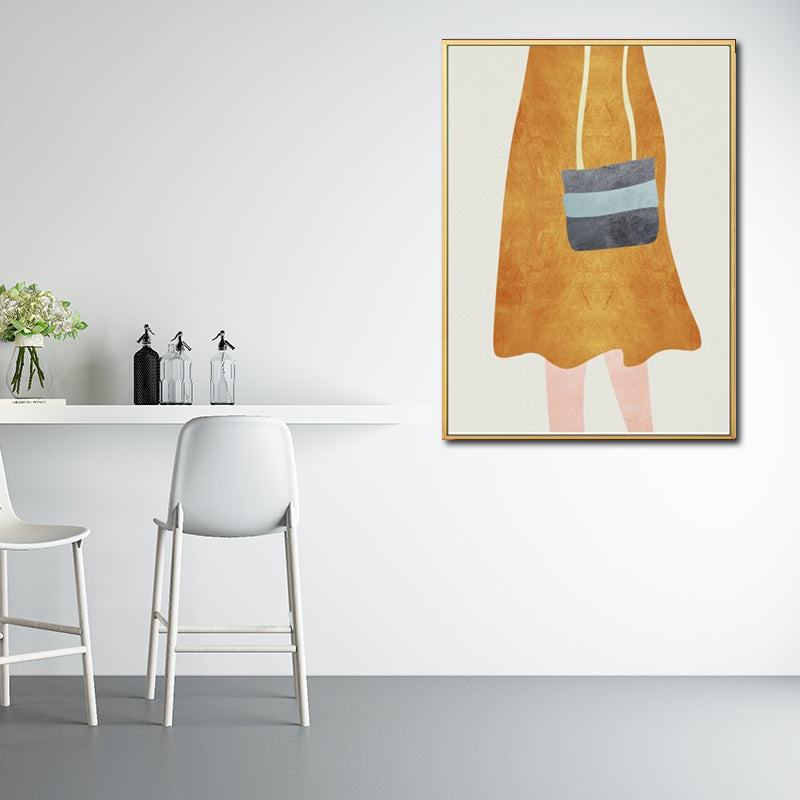 Nordic Girl Summer Dress Canvas Light-Color Fashion Wall Art for Dining Room