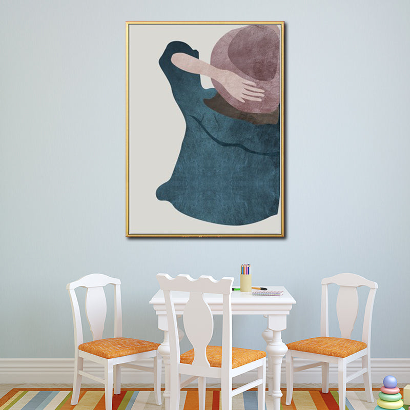 Minimalistic Fashion Girls Wall Art Pastel Color Textured Canvas for Living Room