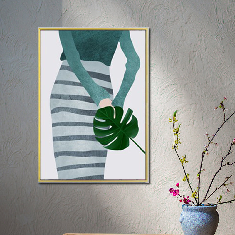 Minimalistic Fashion Girls Wall Art Pastel Color Textured Canvas for Living Room