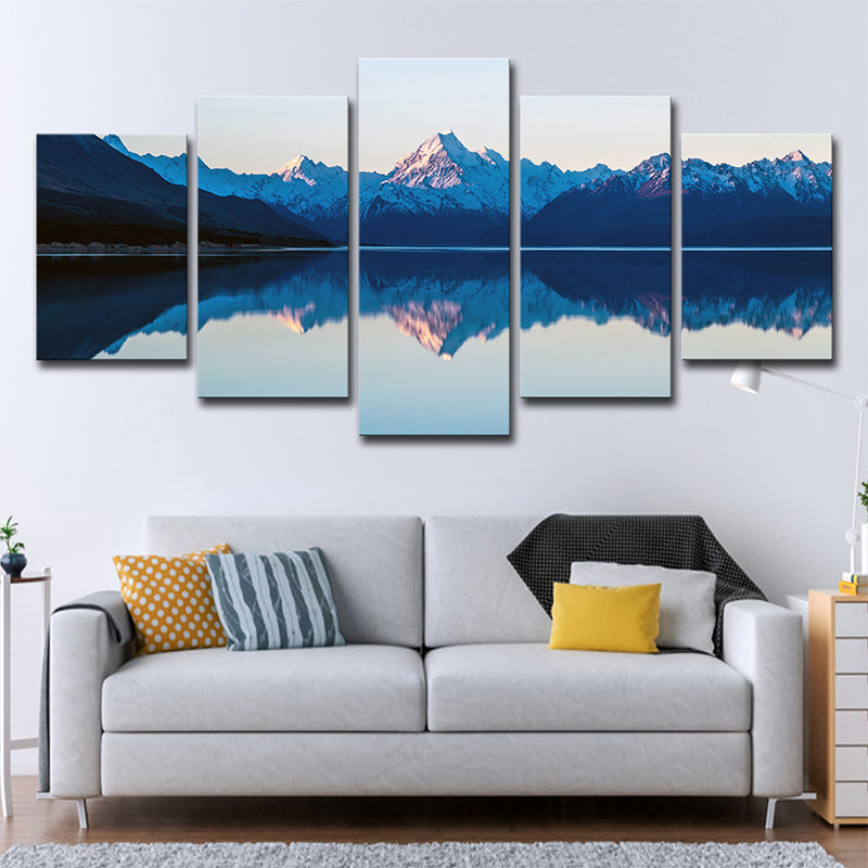 Mountain Lake Reflections Canvas Print Nordic Multi-Piece Living Room Wall Art Decor