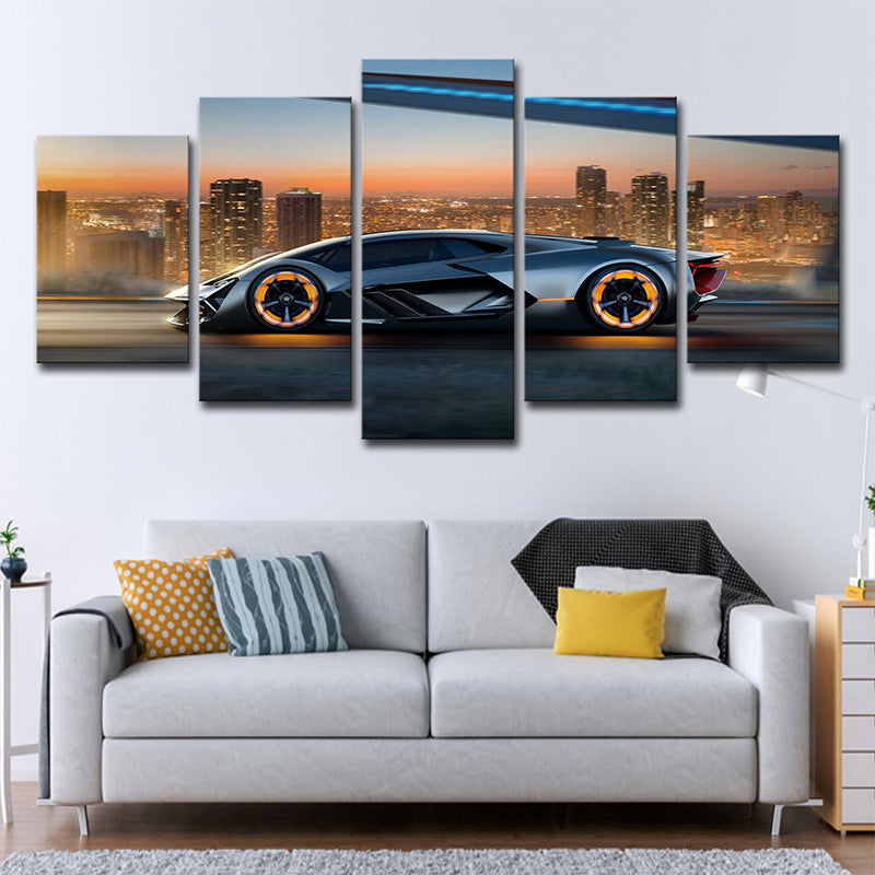 Modern Lamborghini Sports Car Art Print Canvas Multi-Piece Black Wall Decor for Boys Room