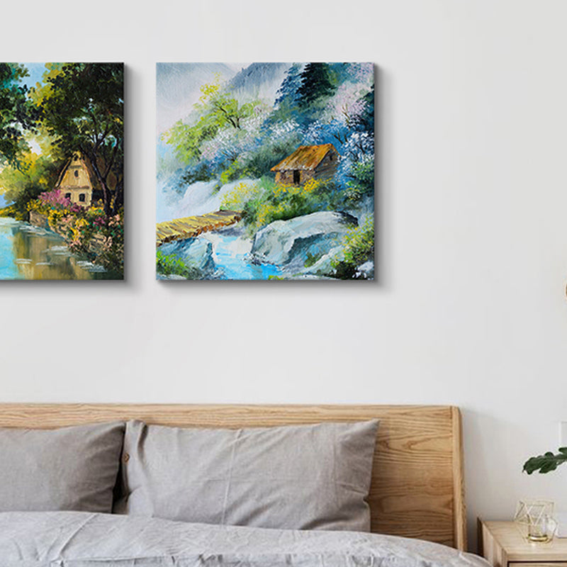 Rural Scenery Oil Painting Canvas Print Pastel Color Sitting Room Wall Art
