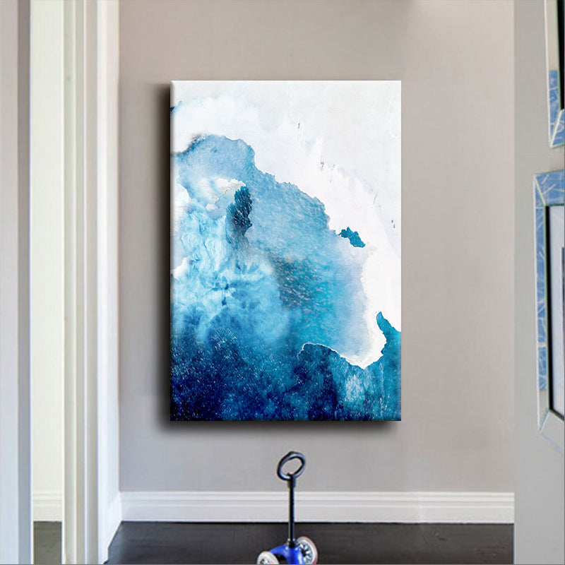 Blue Abstract Painting Canvas Print Textured Contemporary Sitting Room Wall Art Decor