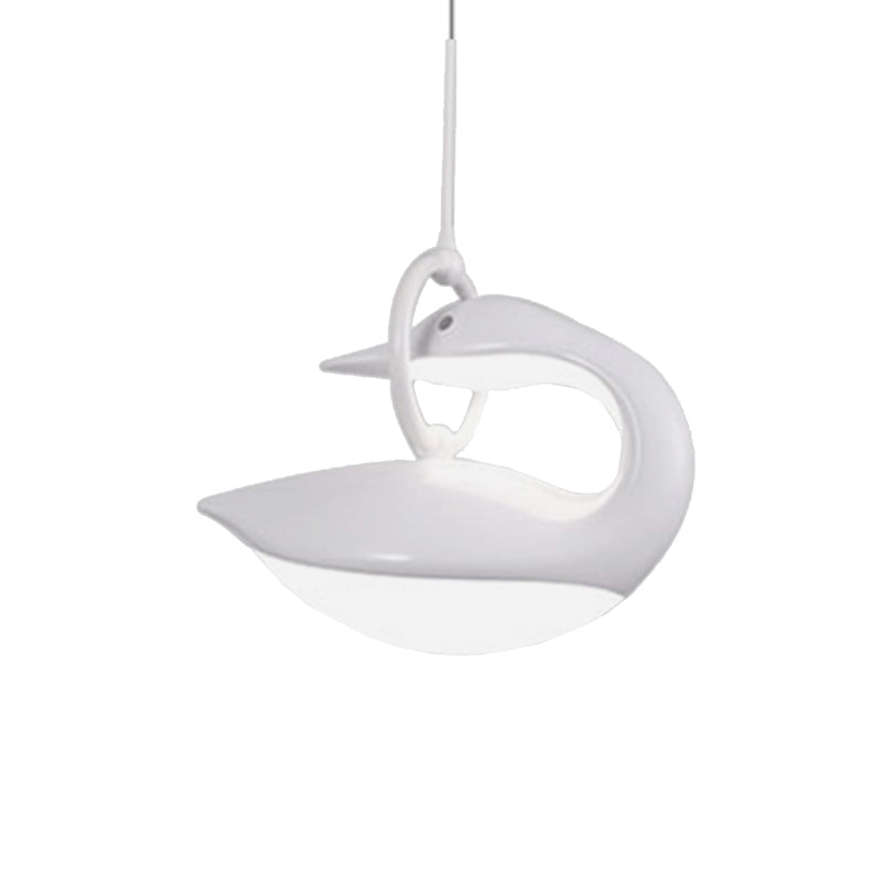 Luz de lámpara colgante marrón/dorada/blanca de cisne post moderna luz de techo LED de tono acrílico, luz de tercer engranaje