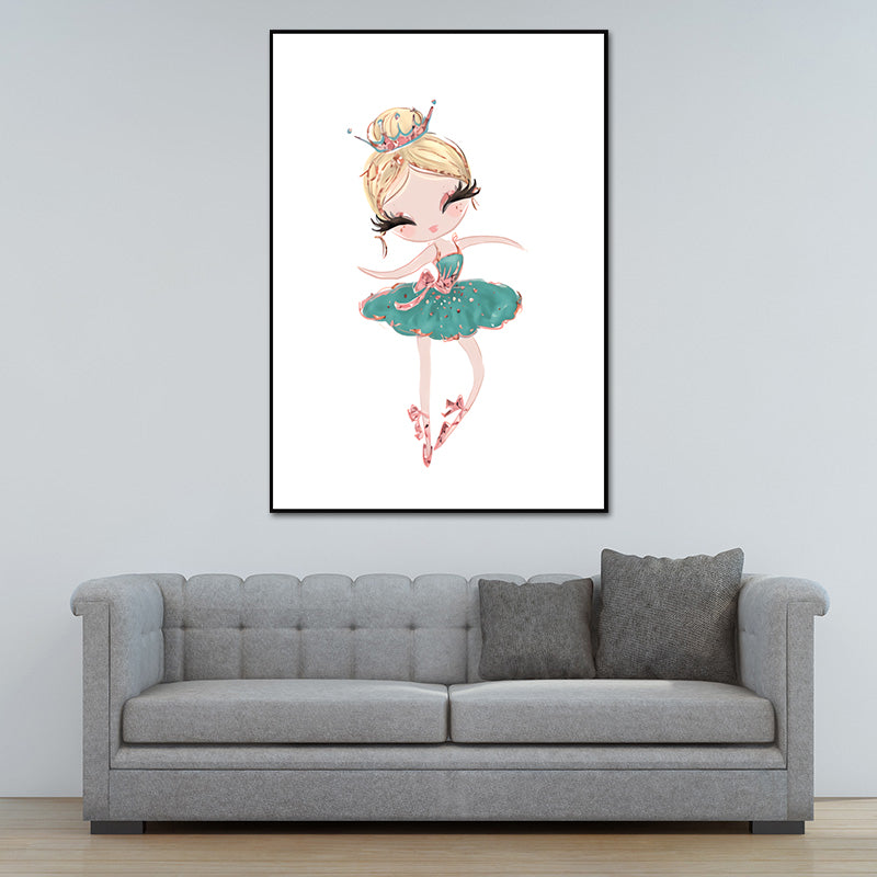 Toile d'art imprimée pour enfants, décoration murale de couleur claire pour petite fille dansante pour chambre à coucher