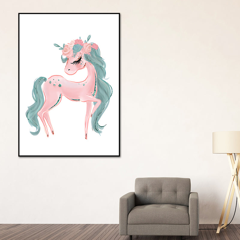 Childrens Art Canvas Print Light-Color Little Girl Dancing Wall Decor for Bedroom