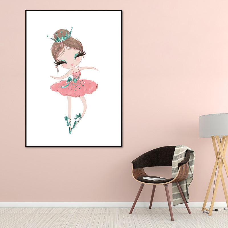 Illustration Ballet Girl Wall Art Decor for Bedroom, Pastel Color, Textured Surface
