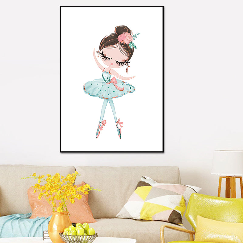 Illustration Ballet Girl Wall Art Decor for Bedroom, Pastel Color, Textured Surface