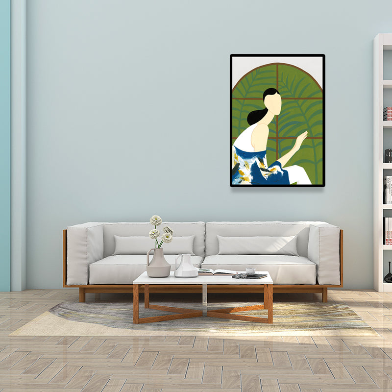 Stylish Housewife Wall Art for Sitting Room Fashion Canvas Print in Pastel Color