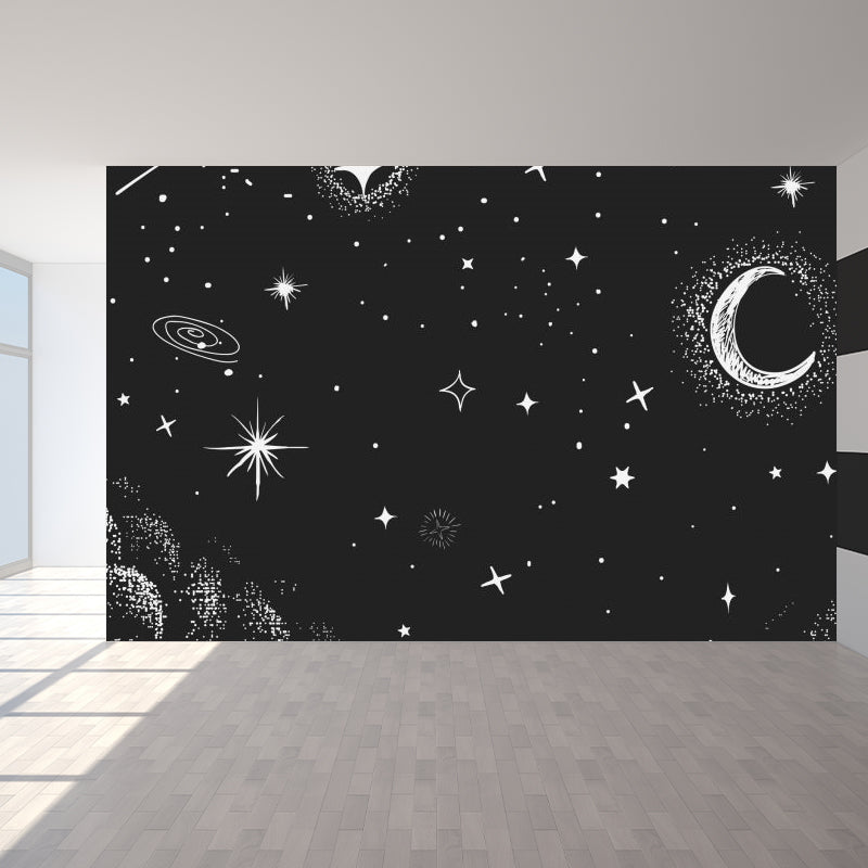 Contemporary Starry Sky View Mural Decal Dark Color Stain-Proofing Wall Decor for Bathroom