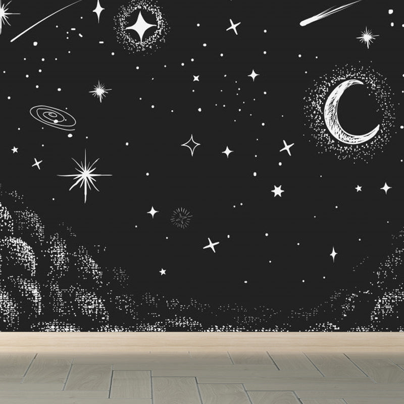 Autocollant Mural contemporain avec vue sur le ciel étoilé, décoration murale anti-taches de couleur foncée pour salle de bain