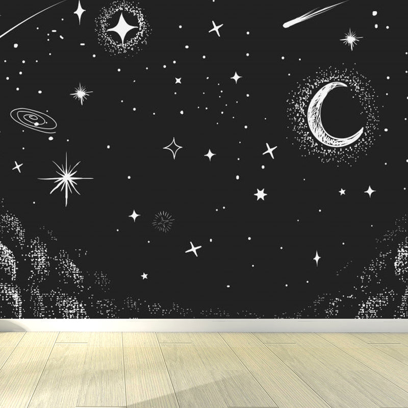 Autocollant Mural contemporain avec vue sur le ciel étoilé, décoration murale anti-taches de couleur foncée pour salle de bain