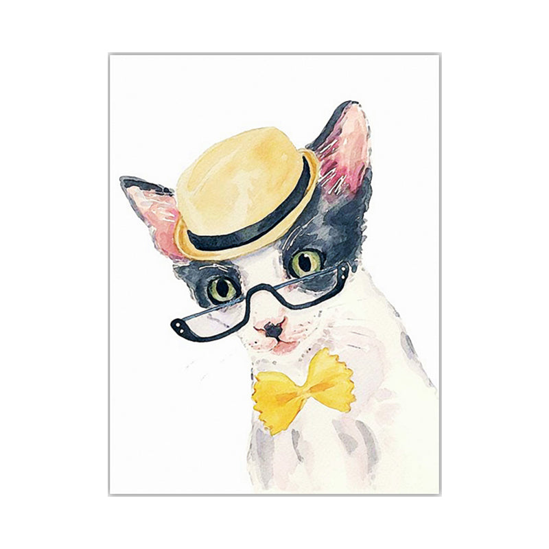 Funny Animal Painting Canvas Wall Art for Childrens Bedroom. Light Color, Textured