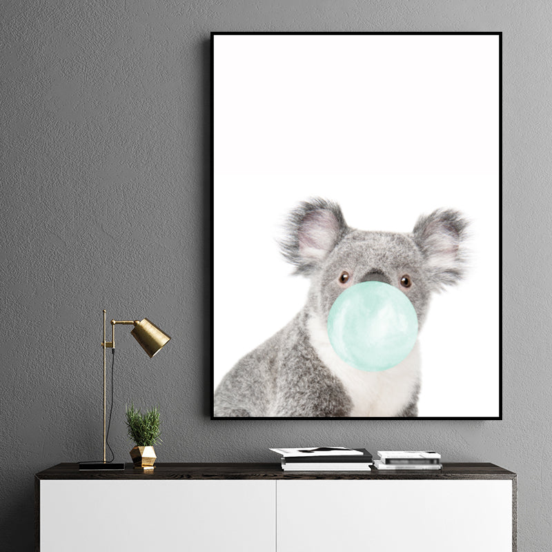 Animals Image Wall Decor Kid's Style Textured Girls Bedroom Painting, Multiple Sizes