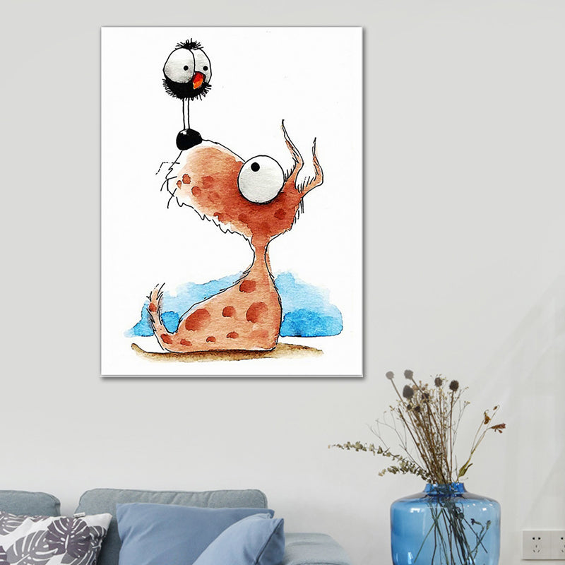 Textured Pet Painting Wall Decoration Canvas Cartoon Wall Art for Kids Bedroom