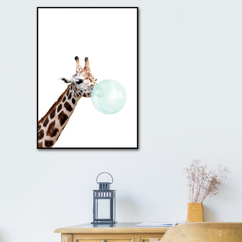 Animals and Balloon Illustrations Painting Children's Art Canvas Wall Print, Multiple Sizes