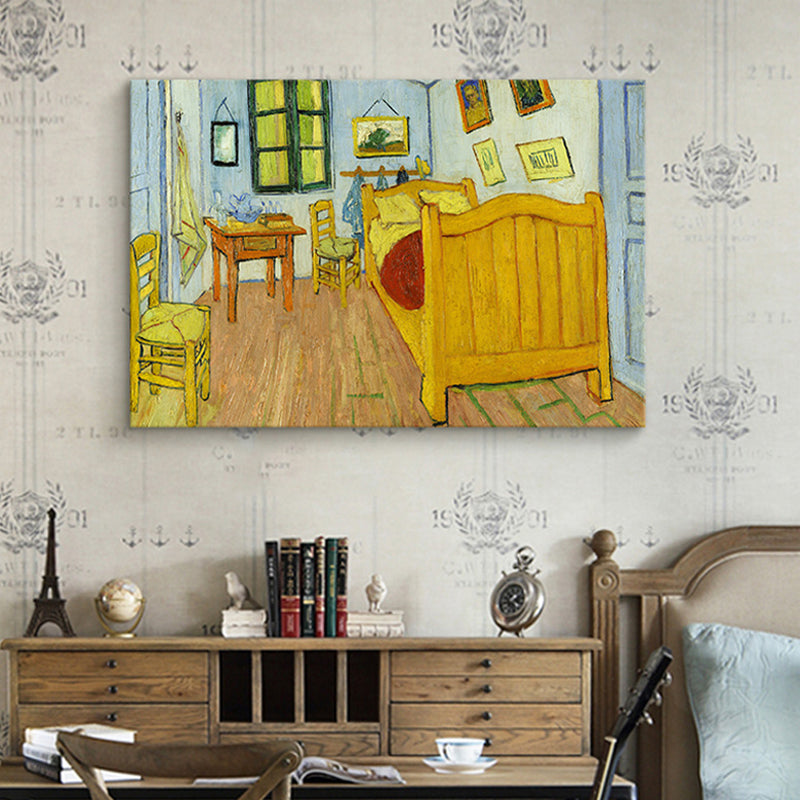 Vincents Bedroom in Arles Painting Rust Classical House Interior Wall Art in Yellow