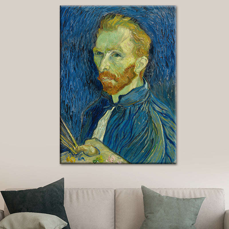Van Gogh Self Portrait Painting Retro Style Textured Wall Art Decor for Living Room