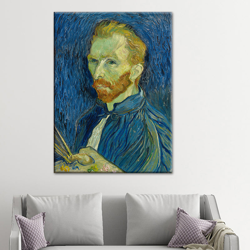 Van Gogh Self Portrait Painting Retro Style Textured Wall Art Decor for Living Room