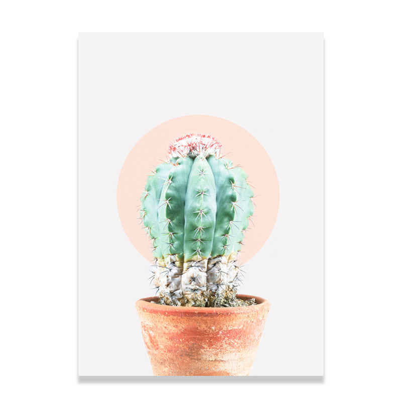 Toile imprimée d'art de plante de Cactus texturée, décoration murale tropicale pour salon, couleur douce