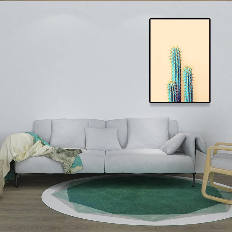 Textured Cactus Plant Art Print Canvas Tropical Wall Decor for Living Room, Soft Color