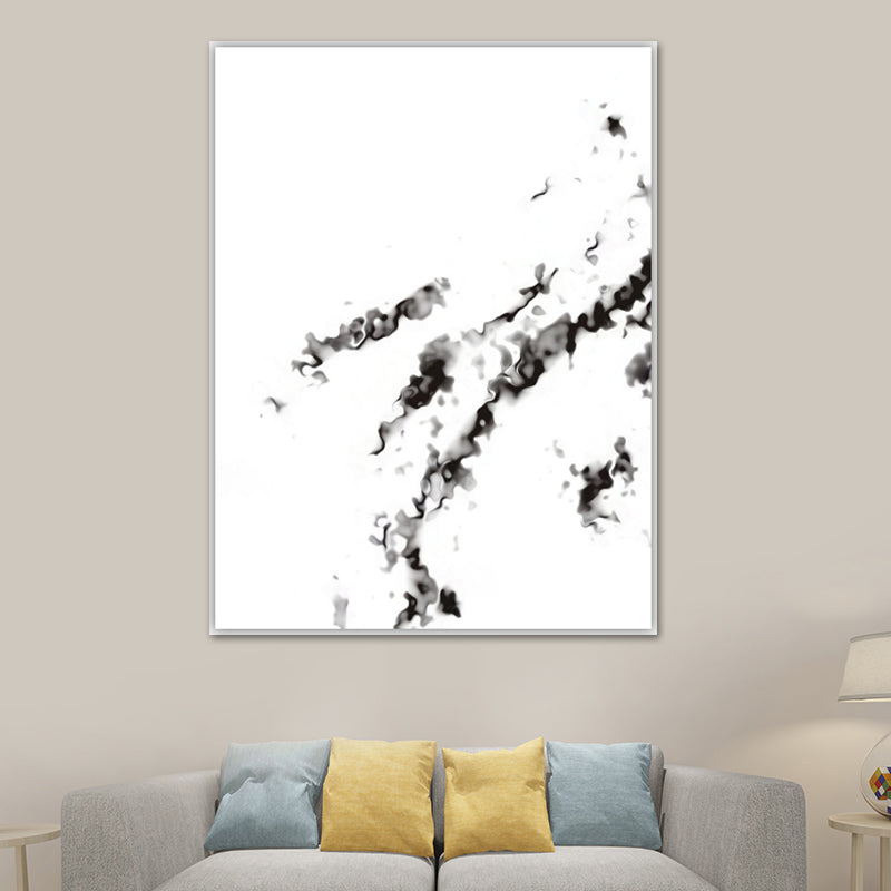 Smoke Abstract Wall Decor Minimalist Textured Canvas Wall Art in Black and White