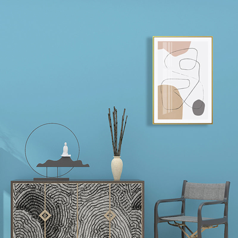 Brown Abstract Pattern Canvas Pencil Scandinavian Textured Wall Art for Guest Room