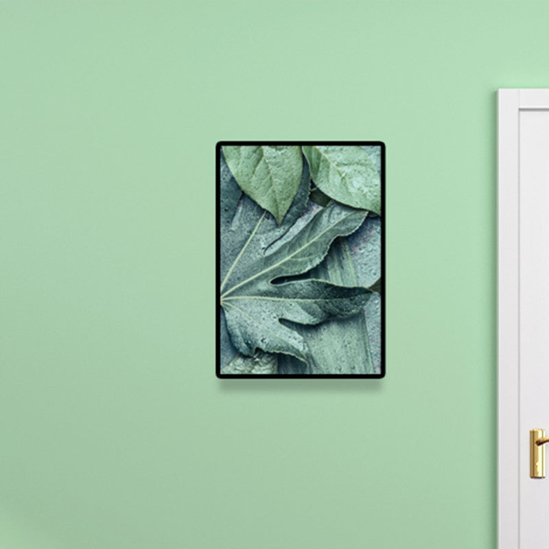 Farmhouse Leaf Print Wall Art Canvas Textured Green Wall Decoration for Family Room