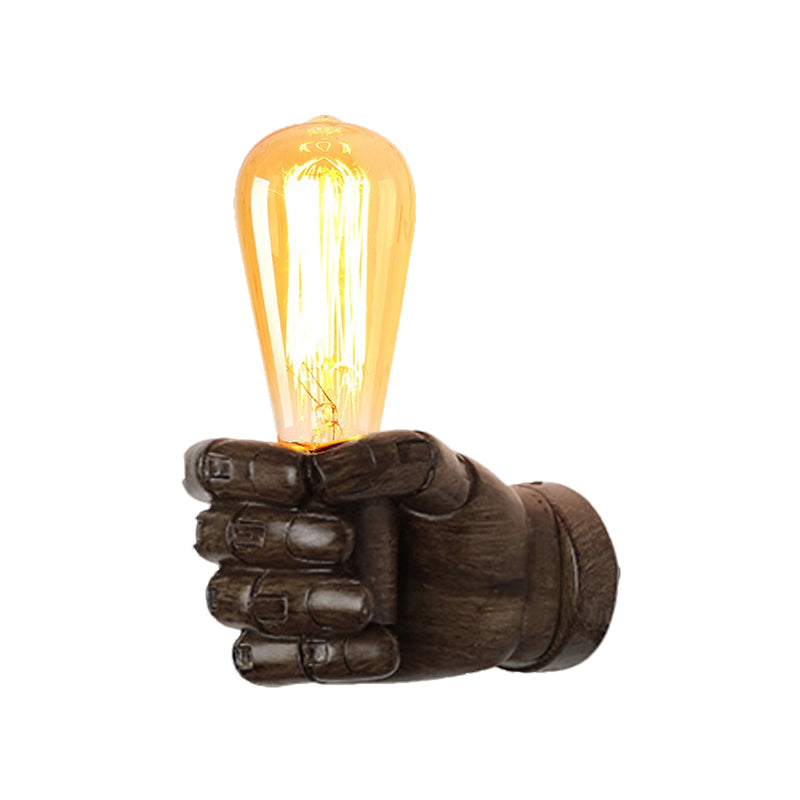 Schwarz/Weiß Bare Lampenleuchte Licht mit Handform Basis Vintage Stil Holz 1 Leichte Restaurant Wandlampe