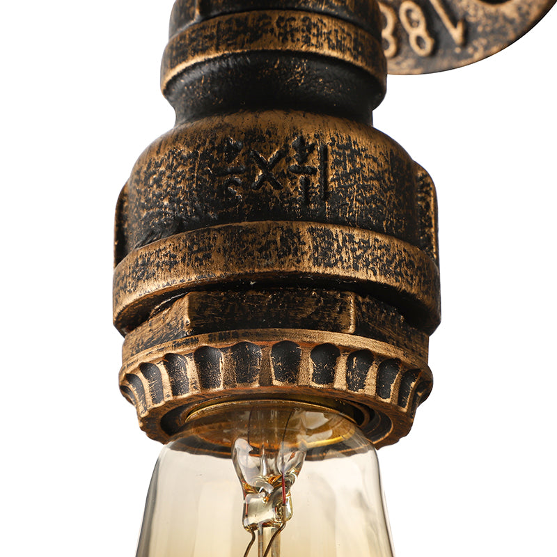 1 Light Wall Lighting Farmhouse Style Open Bulb Iron Mini Wall Mount Light with Water Pipe in Bronze