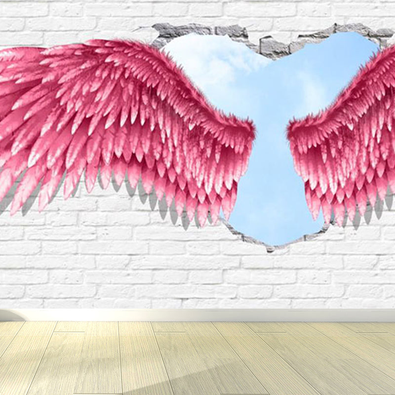 Spreading Wing Mural Decal Soft Color Contemporary Wall Covering for Living Room