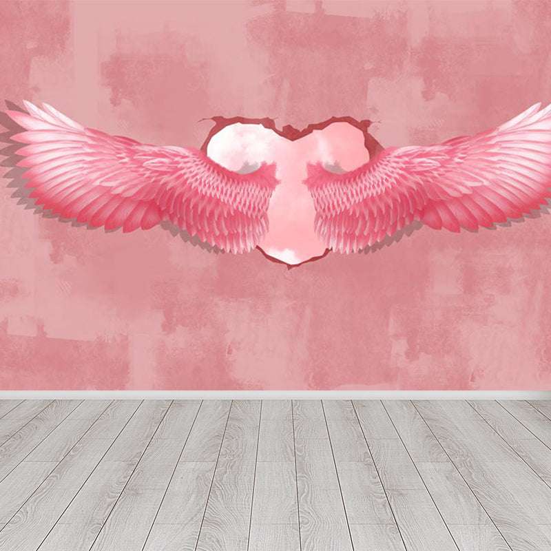 Spreading Wing Mural Decal Soft Color Contemporary Wall Covering for Living Room