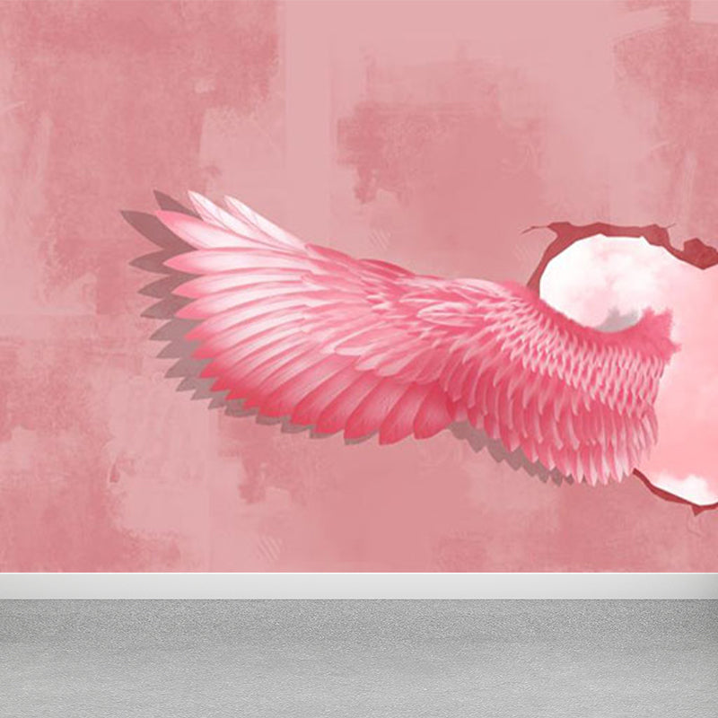 Spreading Wing Mural Decal Soft Color Contemporary Wall Covering for Living Room