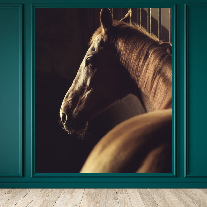 Décoration murale non tissée en forme de cheval extra large, couleur douce, pour salon, personnalisée