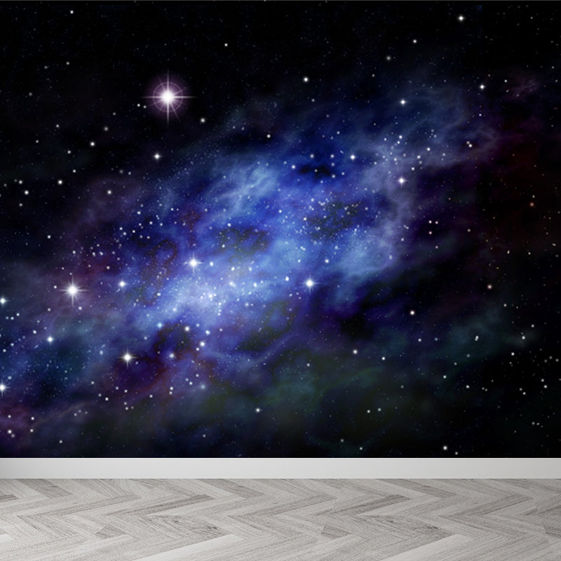 Large Constellations Scene Wall Mural Modern Outer Space Wall Covering in Purple