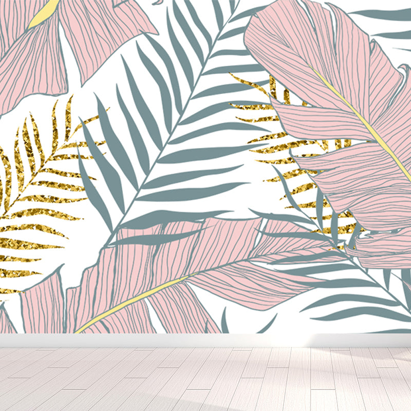 Huge Botanical Leaves Mural Wallpaper Washable Tropical Living Room Wall Covering