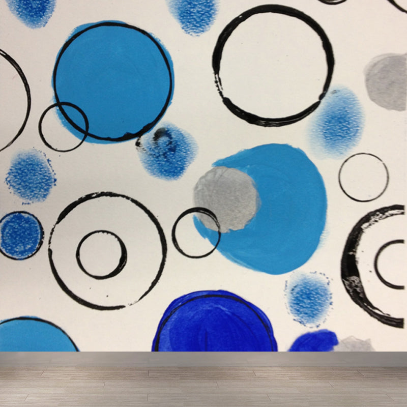Circular Printed Mural Decal Modern Art Non-Woven Texture Wall Covering in Pastel Color