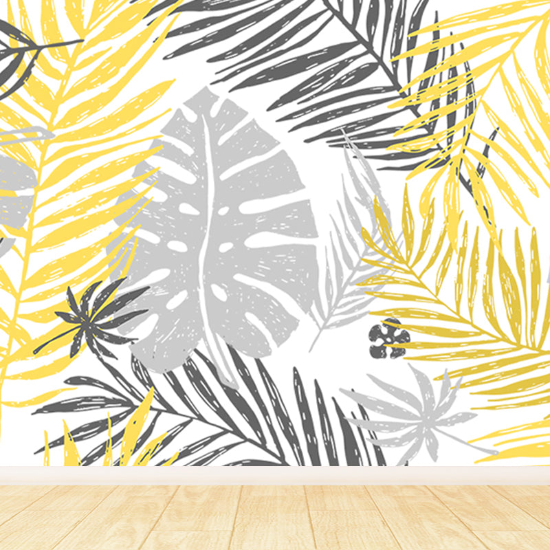 Waterproof Leaves Wall Mural Tropical Non-Woven Wall Decor, Custom Size Available