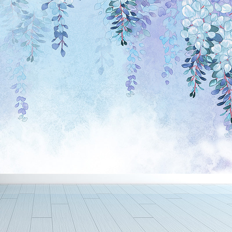 Modern Leaves Print Mural Soft Color Living Room Wall Art, Custom Size Available