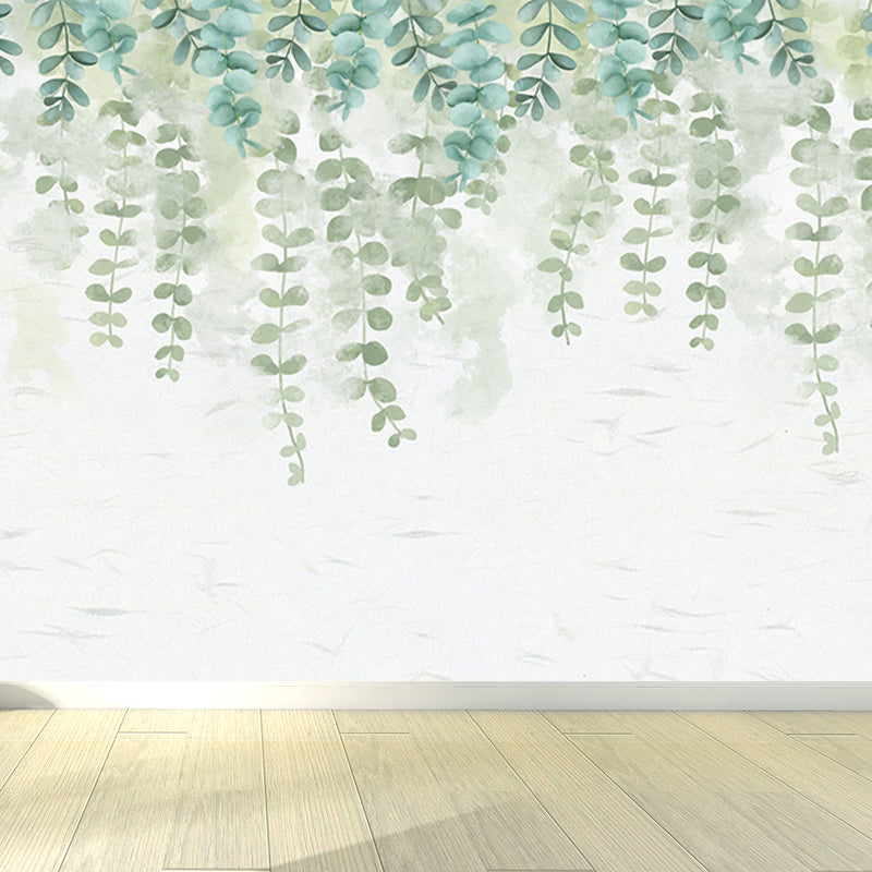 Modern Leaves Print Mural Soft Color Living Room Wall Art, Custom Size Available