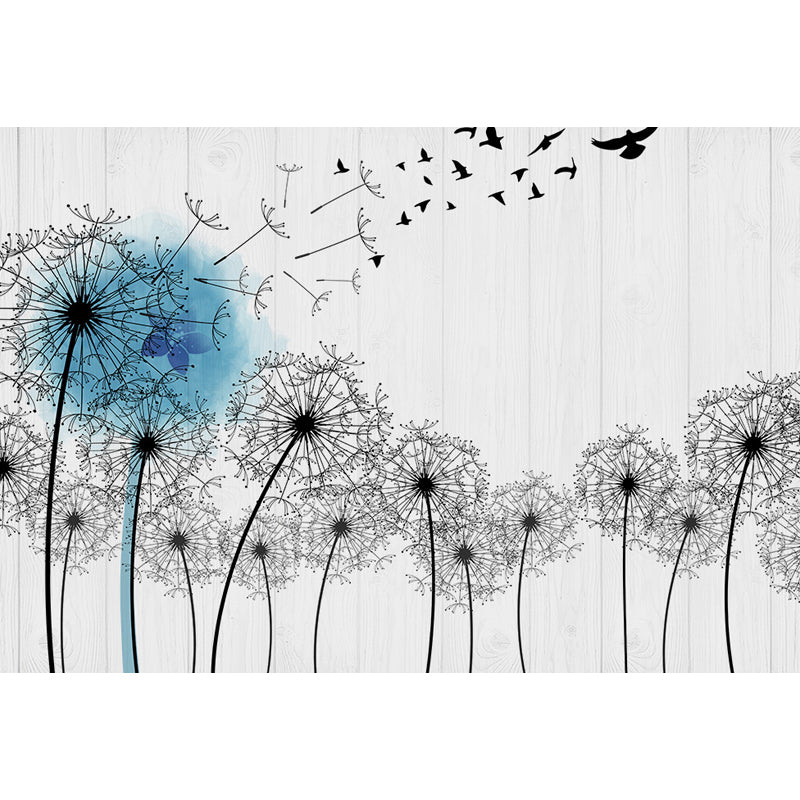 Soft Color Dandelion Mural Decal Moisture-Proof Modern Living Room Wall Covering