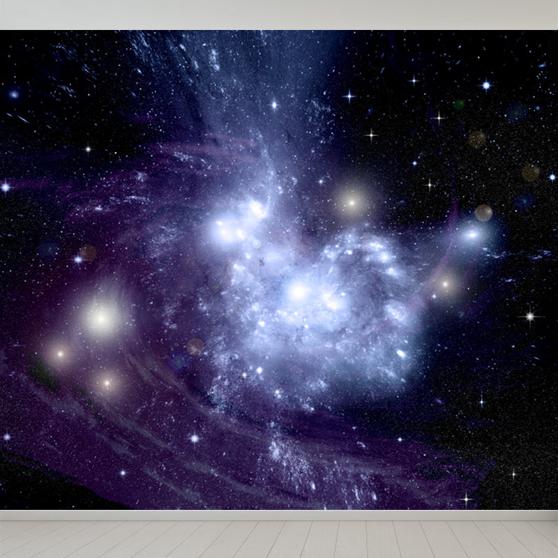 Full Size Photography Modern Mural Decal with Night Sky Pattern Constellations in Purple