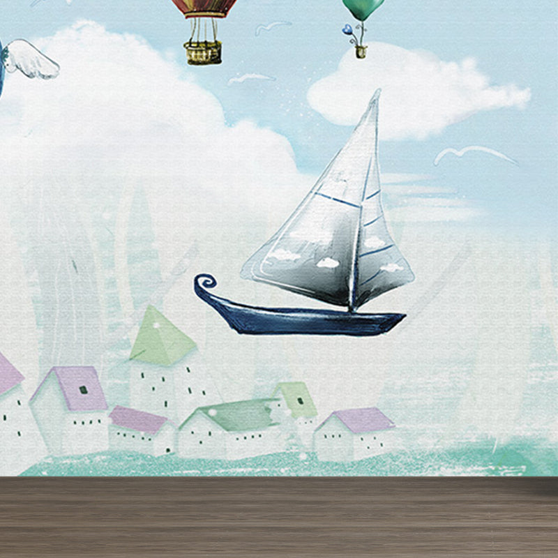 Extra Large Whale Mural Soft Color Non-Woven Wall Art for Kids Bedroom, Personalised