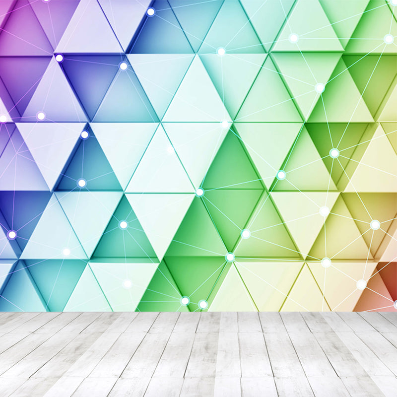 Colored Geometric Pattern Mural Decal Contemporary Non-Woven Material Wall Covering