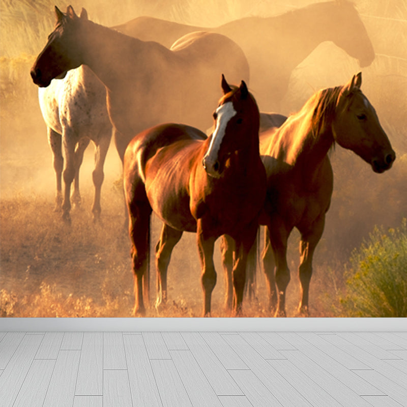 Huge Horse Mural Decal for Kitchen Animals Wall Art in Light Color, Stain Resistant