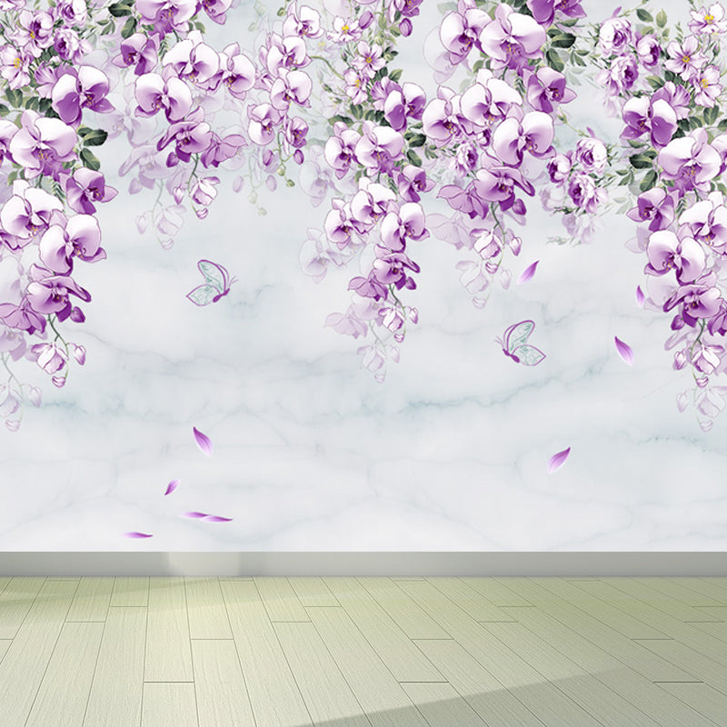 Waterproof Flower Wall Mural Modern Non-Woven Wall Covering, Custom Size Available