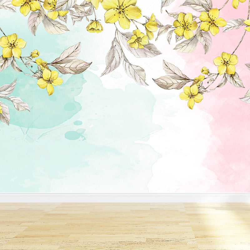 Waterproof Flower Wall Mural Modern Non-Woven Wall Covering, Custom Size Available