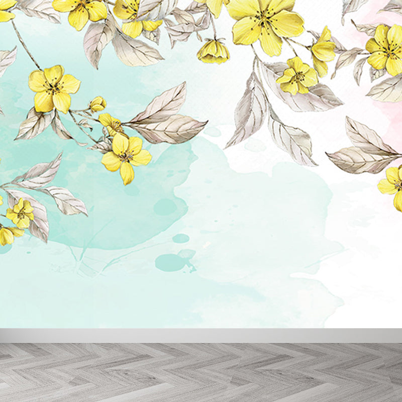 Waterproof Flower Wall Mural Modern Non-Woven Wall Covering, Custom Size Available