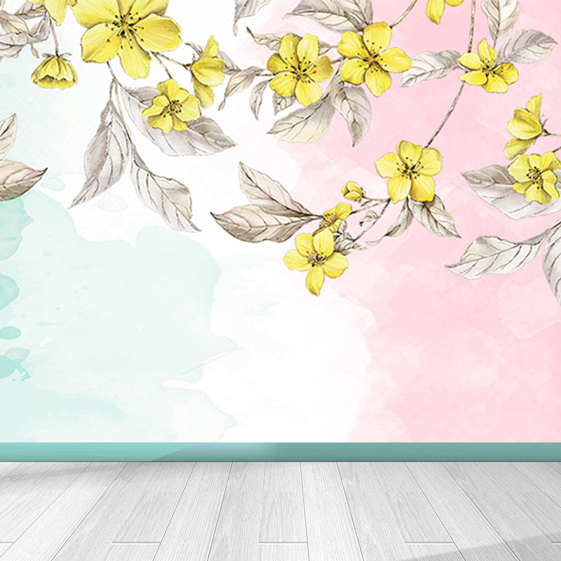 Waterproof Flower Wall Mural Modern Non-Woven Wall Covering, Custom Size Available